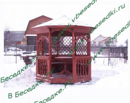 Беседка шестиугольная дачная с балясинами 37