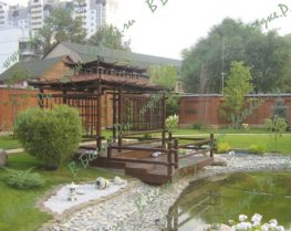 Беседка открытая деревянная в восточном стиле 1614