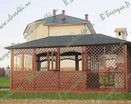 Беседка с верандой, застеклённая (с барбекю) 1631