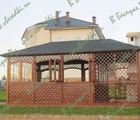 Беседка с верандой, застеклённая (с барбекю) 1631