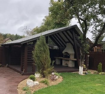 Беседка деревянная с барбекю 2601