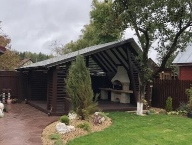 Беседка деревянная с барбекю 2601