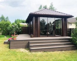 Беседка закрытая с остеклением и барбекю внутри 2614 Беседка закрытая с остеклением и барбекю внутри 2614