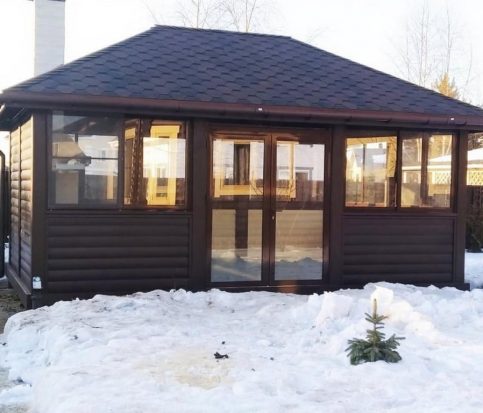 Беседка для дачи закрытая с барбекю внутри 2616 Беседка для дачи закрытая с барбекю внутри 2616