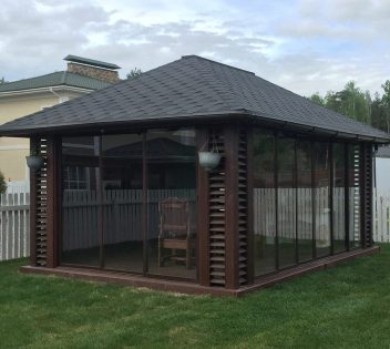 Беседка 6×4 из дерева с панорамными раздвижными окнами 2626